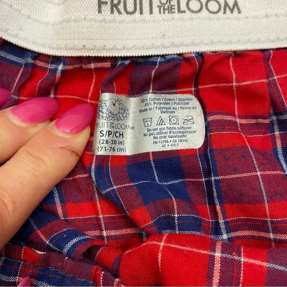 Lot of three Pairs Mens‎ Fruit of the Loom Plaid Loose Fit Boxer Shorts Small